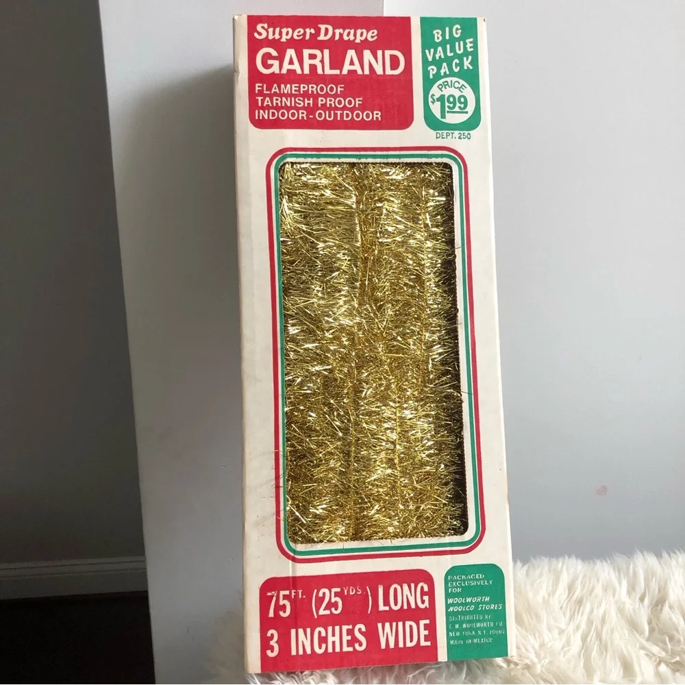 Vintage Light Gold Tone Tinsel Garland